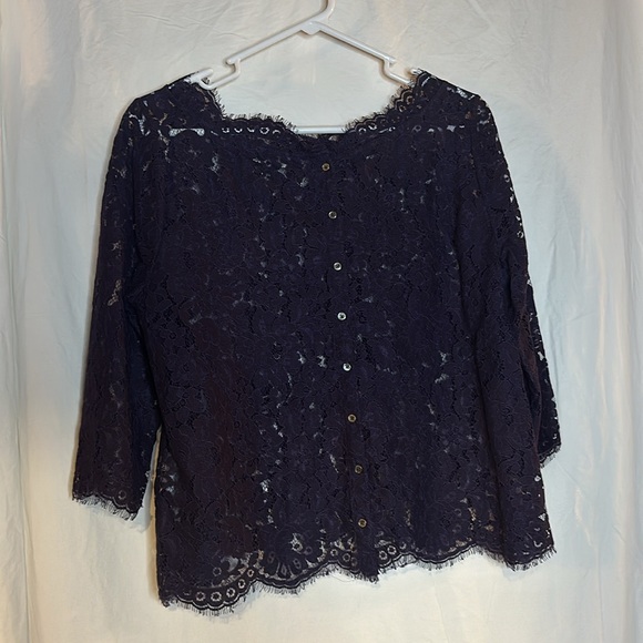 Joie deep purple lace blouse with button detailing - Picture 2 of 4